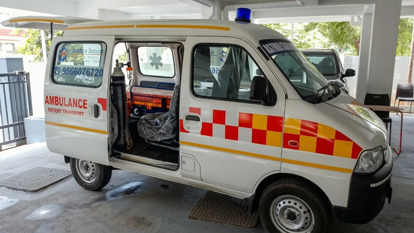 Non-emergency ambulance service transporting a patient safely to a healthcare facility